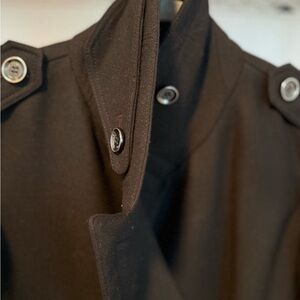 Burberry Dark Trench Coat with Button Accents
